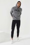 Grey Melange Text Embroidered Standard Mold Hooded Men's Sweatshirt - 87887 - 7