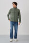 Çağla Text Embroidered Stand Collar Zippered Standard Size Men's Sweatshirt Fleece - 87992 - 3