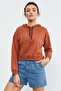 Cinnamon Long Sleeve Comfortable Form Hooded Women's Sweatshirt - 97115 - 5