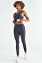 Anthracite Color Blocked Logo Printed Slim Fit Ribbed Women's Bustier - 97275 - 7