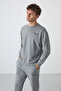 Gray Melange Casual O-Neck Elastic Cuff Cotton Men's Standard Fit Tracksuit Set - 85120 - 7
