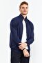 Indigo - Navy Blue High Collar Zippered Standard Fit Classic Leg Men's Tracksuit Set - 8515 - 7