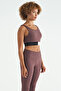 Brown Color Blocked Logo Printed Slim Fit Ribbed Women's Bustier - 97275 - 4