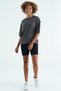 Dark Gray O-Neck Women's T-Shirt with Print Detail and Comfortable Fit Short Sleeves - 97263 - 8