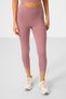 Dusty Rose High Waist Capri-Crop T-Shirt Slim Fit Women's Leggings Set - 95285 - 6