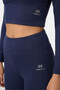 Indigo High Waist Long Sleeve Slim Fit Crop Top Women's Leggings Set - 95286 - 3