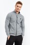 Gray Melange - Black Stand Collar Zippered Standard Fit Classic Leg Men's Tracksuit Set - 851 - 3