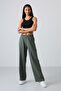 Khaki High Waisted Pocketed Comfortable Form Wide Leg Women's Tracksuit Bottom - 94567 - 4