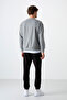 Gray Melange - Black Casual O-Neck Elastic Cuff Cotton Men's Standard Fit Tracksuit Set - 85120 - 8