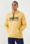 Mustard Embroidered Kangaroo Pocket Standard Fit Hooded Men's Sweatshirt - 87839 - 7
