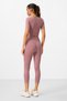 Dusty Rose High Waist Capri-Crop T-Shirt Slim Fit Women's Leggings Set - 95285 - 9