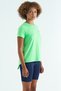 Neon Green Back Slit Detailed O Neck Short Sleeve Standard Fit Women's T-Shirt - 97267 - 6