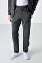 Anthracite Melange Stand Collar Zippered Comfortable Form Classic Leg Men's Tracksuit Set - 85072 - 3
