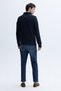 Men's Navy Blue Buttoned Polo Neck Sweater - 2