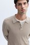 Men's Beige Color Polo Collar Sweater - 3
