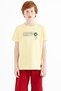 Yellow Print Detailed O Neck Standard Fit Boys T-Shirt - 11145