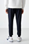 Navy Blue Zipper Pocket Standard Fit Jogger Men's Tracksuit Bottom - 84587 - 5