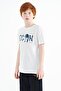 White Front Letter Embroidered O Neck Standard Fit Boys T-Shirt - 11118 - 5