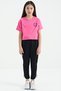 Black Piping Detailed Lace-Up Front Ribbed Wide Leg Girls' Sweatpants - 75124 - 3