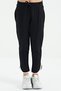 Black Piping Detailed Lace-Up Front Ribbed Wide Leg Girls' Sweatpants - 75124