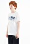 White Front Letter Embroidered O Neck Standard Fit Boys T-Shirt - 11118 - 4