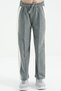 Gray Melange Side Tape Detailed Lace-Up Comfortable Fit Wide Leg Girls' Sweatpants - 75119