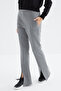 Gray Melange High Waist Front Slit Detailed Side Pocket Comfortable Form Women's Tracksuit Bottom - 94625 - 2