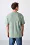 Light Green Cotton Thick Soft Textured Oversize Fit Printed Men's T-Shirt - 88333 - 5