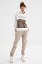 Dark Beige High Waist 3 Thread Cotton Basic Women's Tracksuit Bottom - 5