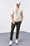 Khaki Zipper Pocketed Narrow Mold Jogger Men's Tracksuit Bottom - 84343 - 3