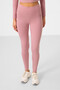 Dusty Rose High Waist Long Sleeve Slim Fit Crop Top Women's Tights Set - 95286 - 6