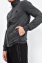 Anthracite Melange - Black Stand Collar Zippered Standard Fit Classic Leg Men's Tracksuit Set - 85152 - 2
