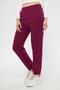 Women's Three-Thread Knitted Sweatpants with Elastic Waist and Cuffs - Cherry