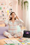 Pastel Plaid Patterned Buttoned Women's Pajama Set