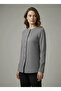 Dutse Women's Stylish Buttoned Round Neck Ottoman Jacket & Coat & Cardigan - Smoked - 5