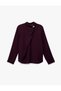 Metal-Accented Asymmetrical Neck Long Sleeve Blouse - 3