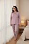 Women's Plus Size Long Sleeve Pink Pajamas Set - 3