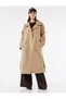 Long Sleeve Buttoned Belt Detailed Pocketed Double Breasted Collar Trench Coat - 2