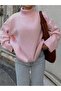 Women's Pink Turtleneck Oversized Knitwear Sweater, Knitwear Sweater Fmoda1969 - 3