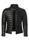 Men's Black Slim Fit Water-Repellent Fur-Lined Thick Puffer Leather Jacket & Coat