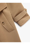 Long Sleeve Buttoned Belt Detailed Pocketed Double Breasted Collar Trench Coat - 7