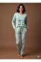 Women's Single Jersey Long Sleeve Thin Pajama Set Suitable for Spring and Summer - 3