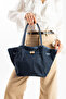Suede Women's Navy Blue Shoulder Bag - Crossbody Stylish Bag with Belt Accessory