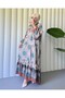 Stand Collar Half Button Piece Dress -Light Brown - 4