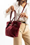 Suede Nubuck Women's Handbag, Shoulder Bag, Magnetic Zipper Pocket Inside - 4