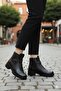 42836 Black Original Genuine Leather Fur Lined Non-Slip Sole Women's Boots - 3