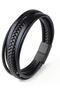 Men's Bracelet Real Genuine Leather Black 5-Piece Modern Design - 2