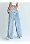 Women's Light Blue High Waist Wide Leg Denim Pants Jeans - 5