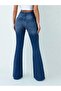 Women's Stretch Fabric High Waist Flared Jean Blue - 3