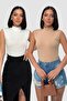 Women's Lycra 2-Piece Sleeveless Body Zero Sleeve Throat Badi 2 Pieces